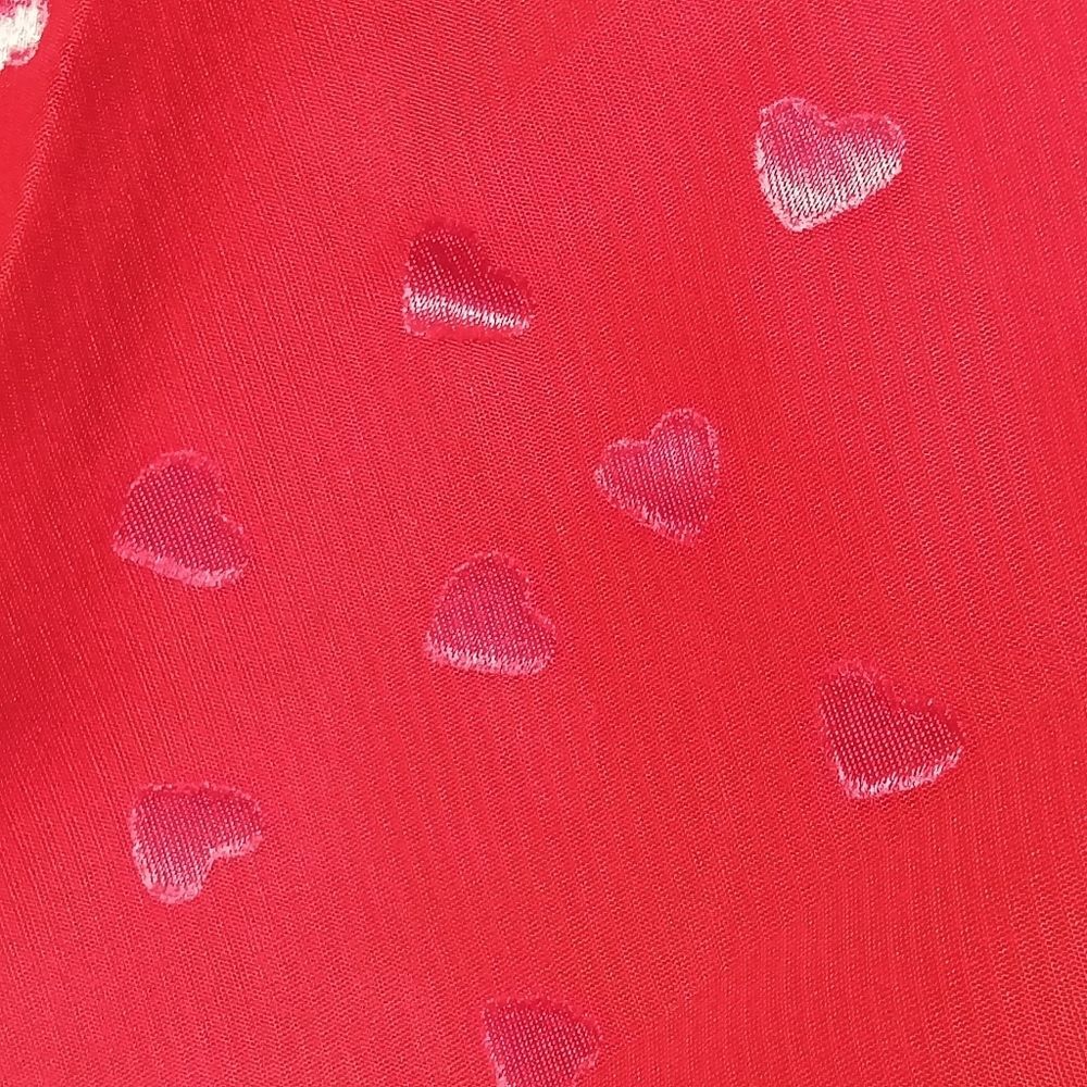 Liz Claiborne Sheer Red Heart Patterned 19" Square Scarf Made In Italy - Picture 3 of 5